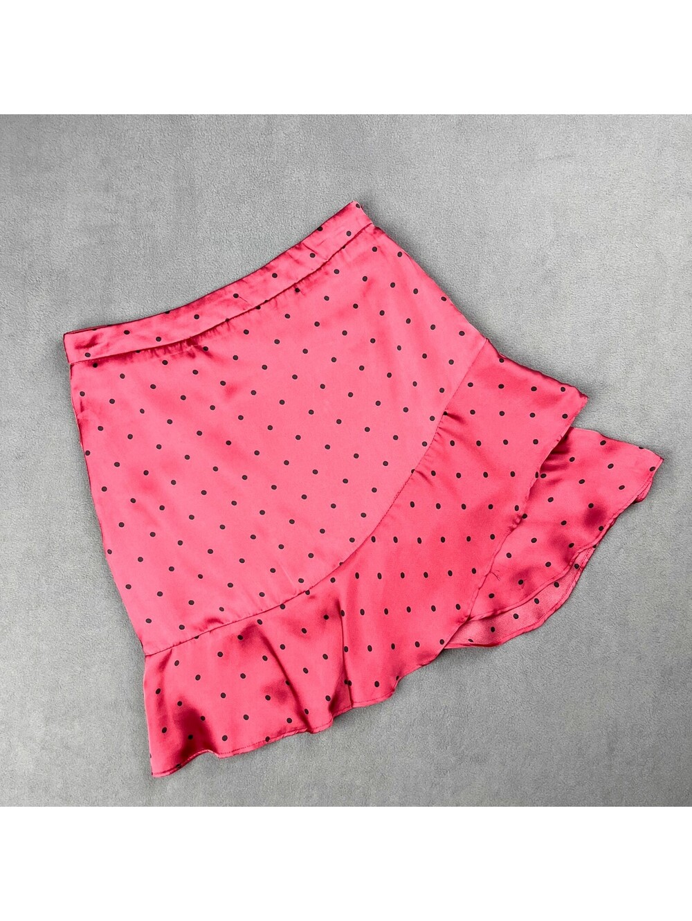 Y2K Ruffle Mini Skirt, Hot Pink & Black Polka Dot